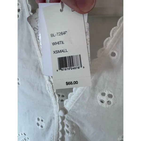 Lucy Paris Loray Embroidered Shirt white sz XS NWT $88 - Image 13