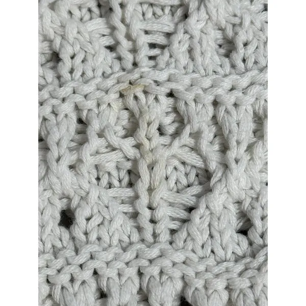 Womens Abercrombie & Fitch Cream Ribbed Knit Crochet Crewneck Sweater Size XL - Image 5