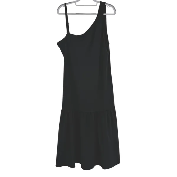 NWT Banana Republic Womens XL Black One‎ Shoulder Ruffle Hem Midi Dress - Image 2