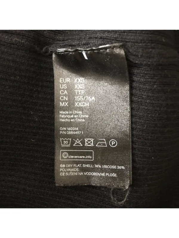 H&M Womens Tank Top Ribbed Square Neck Stretch Racerback Black XXS - Image 4