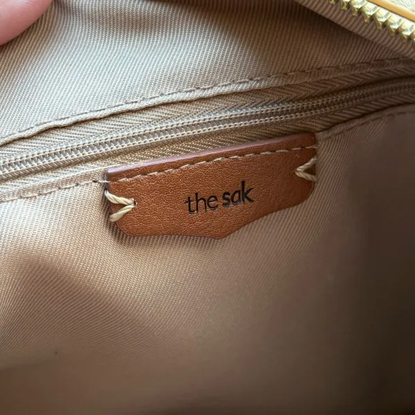 Leather Crossbody Bag Tan Neutral Everyday Floral Cutout The Sak - Image 3