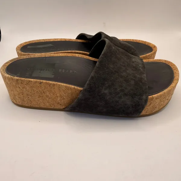 Veronica Beard Dresdyn Grey Suede Leopard Cork Platform Slide Sandals 7M - Image 5