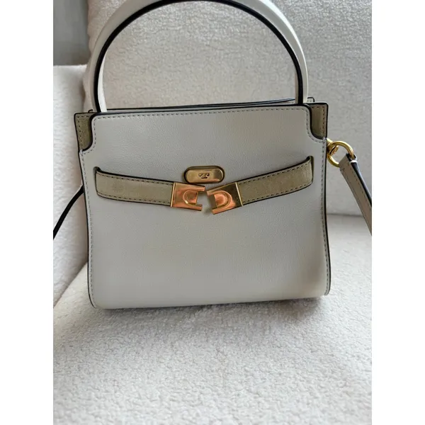 Tory Burch Petite Lee Radziwill Double Suede Leather Crossbody Bag Cream Women - Image 4