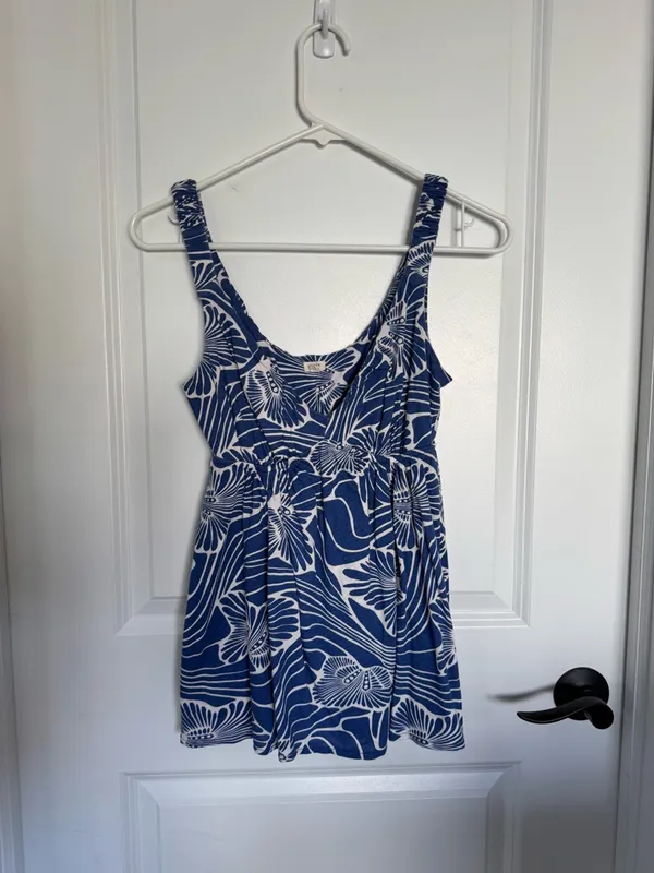 J. Crew Blue & White Floral Tank Top - Image 3
