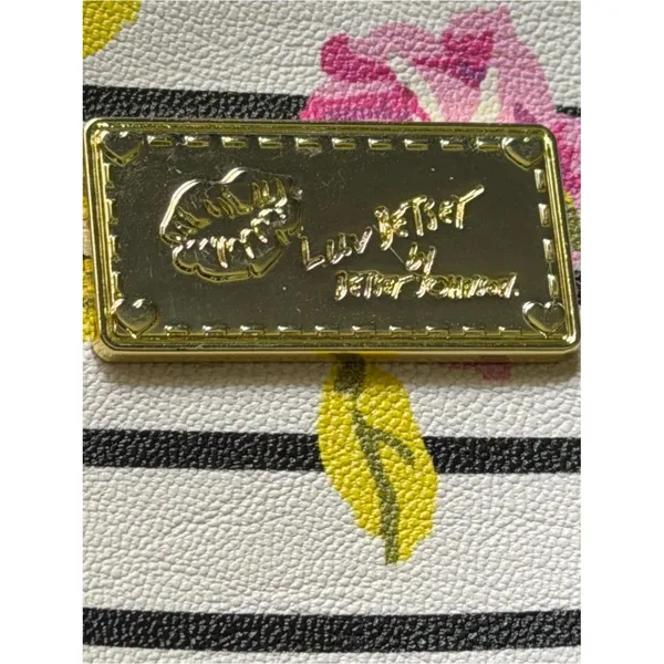 Luv Betsey by Betsey Johnson Floral Stripe Crossbody Wristlet Pink Roses Y2K - Image 3
