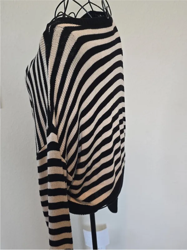 PINK Victoria's Secret Navy and White Striped Crewneck Sweater - Image 4