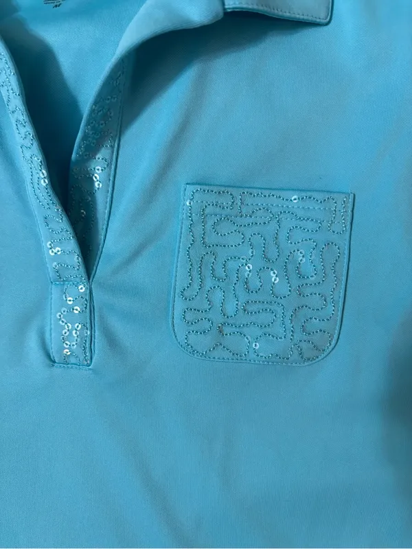 IZOD' Sleeveless Polo Top in Aqua Blue - Image 3