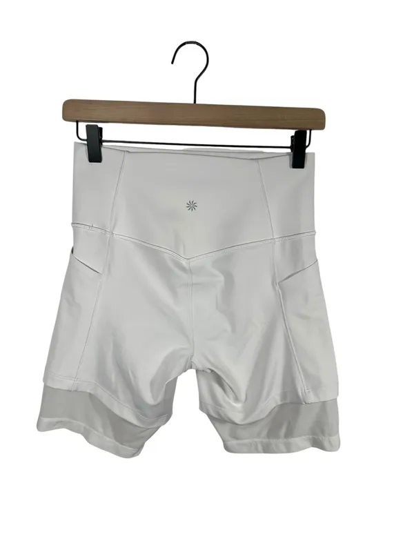 Athleta Mesh Me Up 8” Bike Shorts‎ White High Rise Mesh Hem Women’s Small - Image 4
