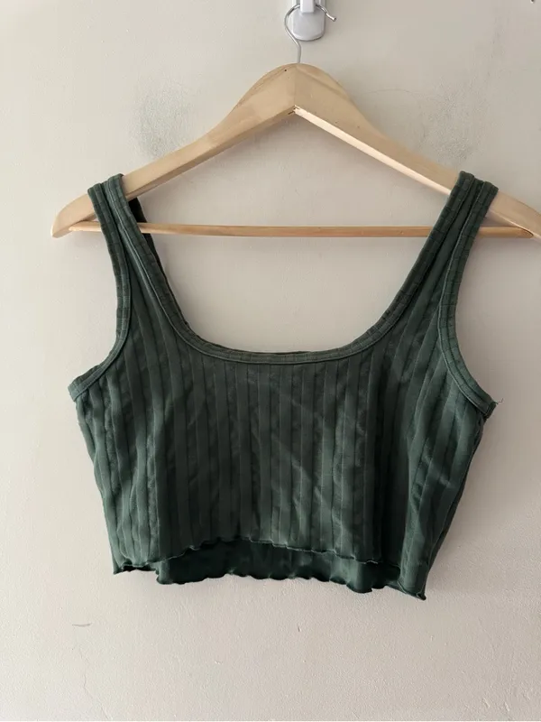 Aerie Offline Forest Green OG Ribbed Scoop Neck Crop Top - Image 3