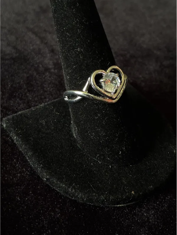 Silver-toned Heart Infinity Engagement Promise Ring CZ Size 9 - Image 2