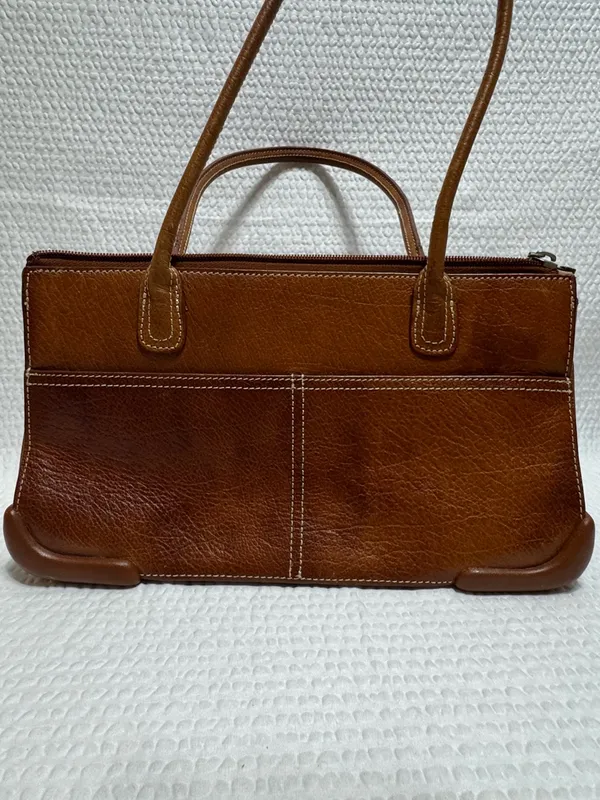 me too Cognac Brown Leather Shoulder Bag with Double Straps - Image 13