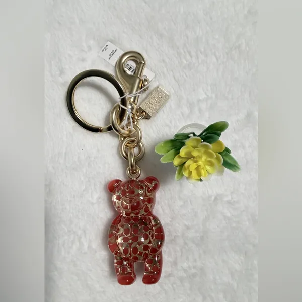 Coach Resin Gummy Bear Bag Charm Gold/Wine CK062 Keychain - Image 5