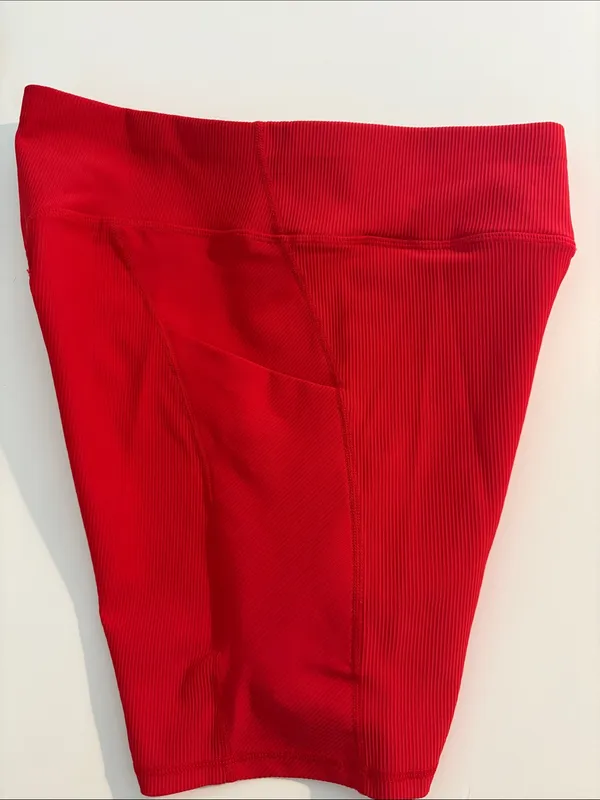 Women’s Active biker Shorts High-Waist Red v waist XL new - Image 3