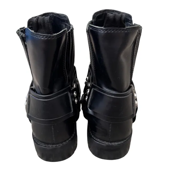 Marc Fisher LTD Black Leather Harness Square Toe Ankle Biker Boots Size 6 - Image 4