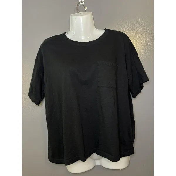 Christian Siriano New York Shirt Womens Medium Black Pocket Crew Neck Tee Top - Image 2