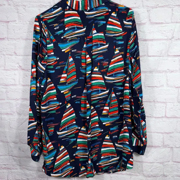 Soft Surroundings Medium “Sail Away” Nautical Themed Blouse - Image 6