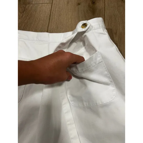 Vintage Real Comfort White Denim Wrap Skort 14 Cotton Mini Skirt Shorts 30 - Image 4
