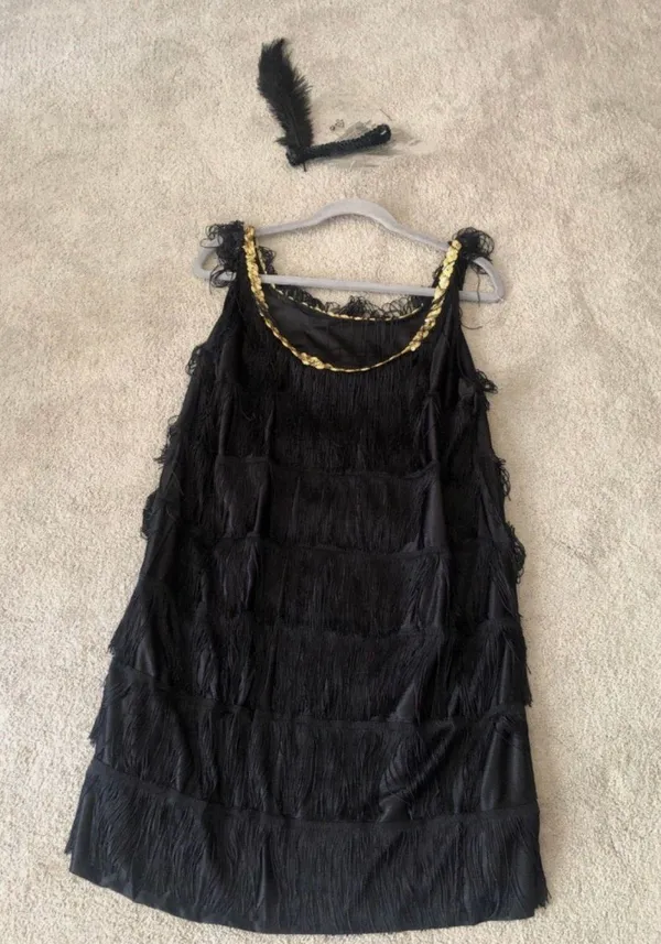 Forum Novelties FLAPPER sexy Black Fringe Dress Roaring 20's Halloween Costume Adult M/L Medium - Image 2