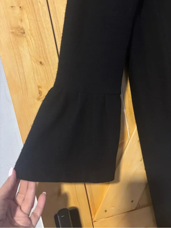 Nanette Nanette Lepore Black 100%‎ Wool Bell Sleeve Coat Large - Image 3