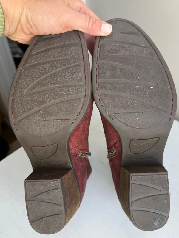 Børn Payton Burgundy Suede Dark Leather Strappy Ankle Booties Sz 9 - Image 9