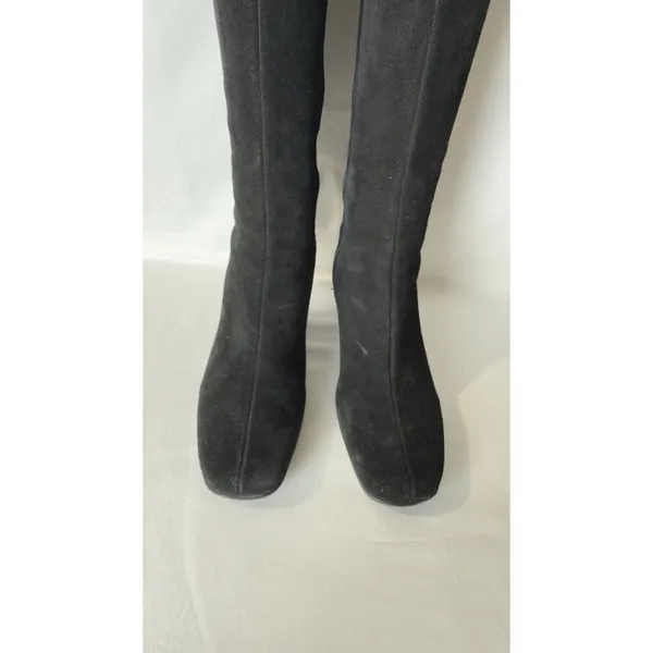 La Canadienne Black Suede Tall Knee High Heeled Boots Women's Size 6 M - Image 9
