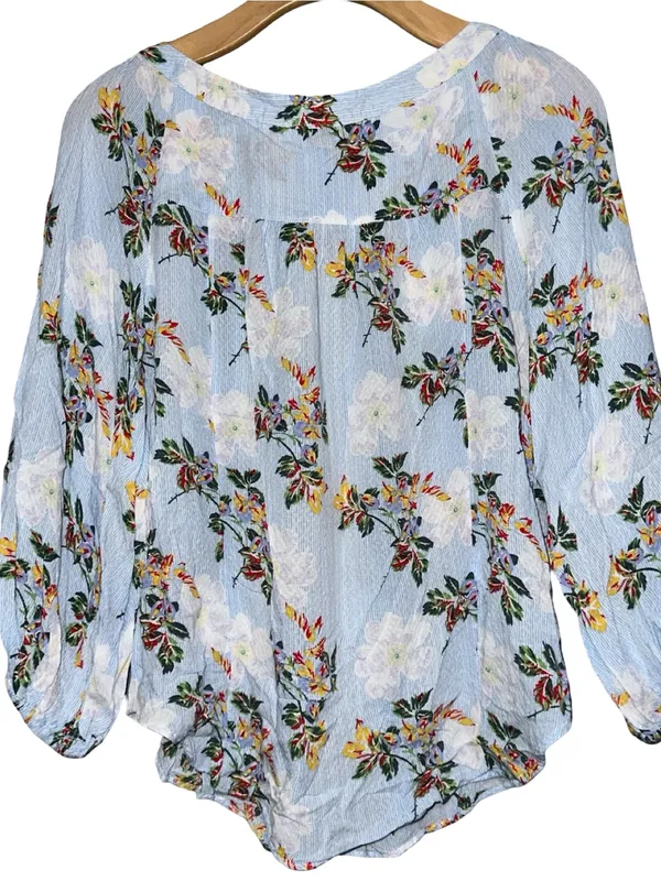 Anthropologie Maeve Women’s Size 4 Light Blue Boswell Floral V-Neck Blouse Top - Image 5