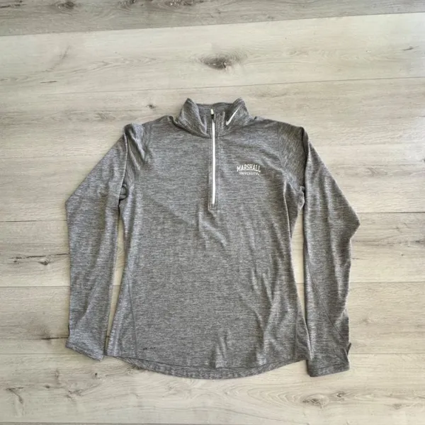Nike Dri-Fit 1/2 Zip Pullover Marshall University Heather Grey L EUC - Image 4