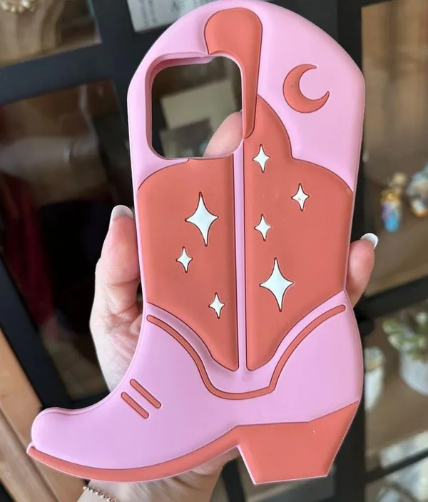 Amazon iPhone 14 Pro Max Phone Case 3D Cowboy boots Orange Pink Cowgirl Boot western - Image 2