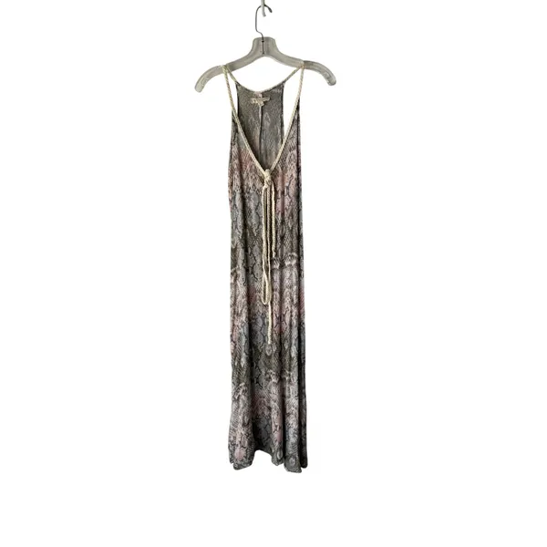 Lovestitch Boho Maxi‎ Dress Small Snake Print Braided Strap Tie Back Rayon Flowy - Image 2