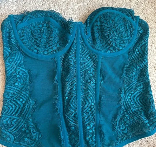 Garage Teal Lace Bustier Corset Top - Image 2
