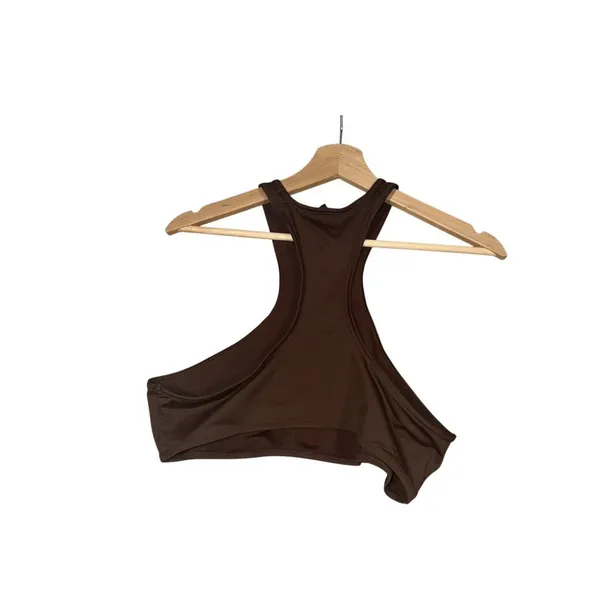 Skims Swim Racerback Bikini Top Womens Sz 2X Brown Nylon Stretch High Neck Swim - Image 2