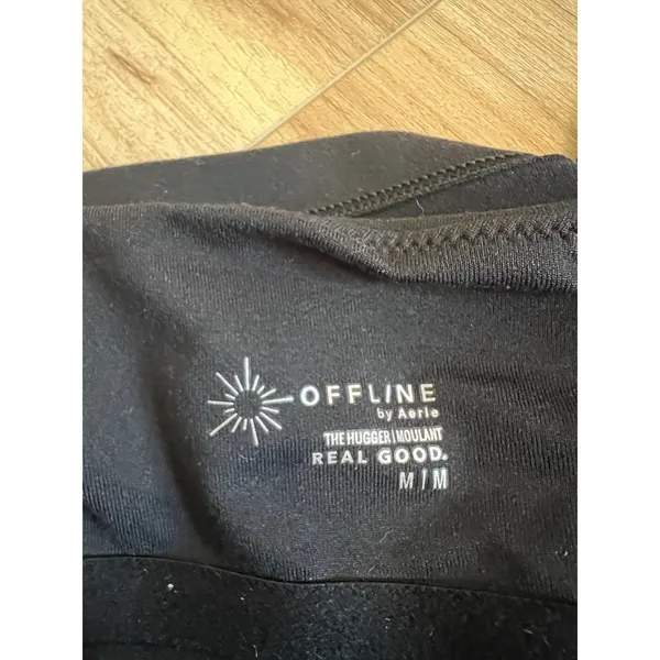 Aerie Offline‎ Wm Med The Hugger Black Athleisure Top Workout Sport Preppy - Image 4