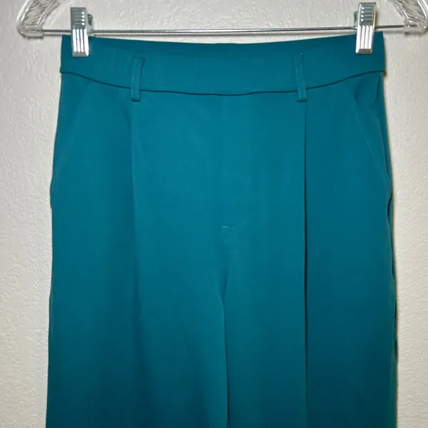 Halara Teal Blue wide leg pleated pants women's small career office comfy active - Image 2