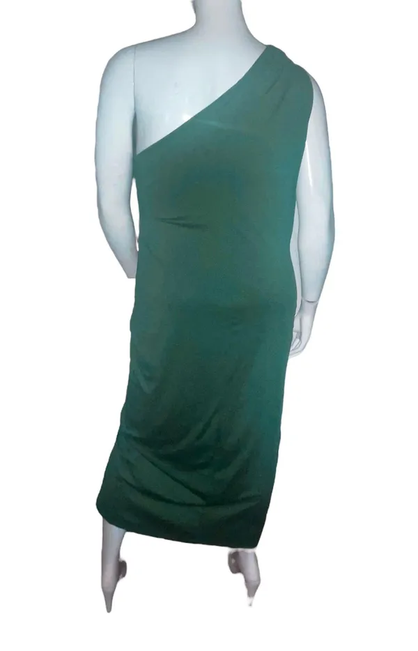 SheIn Dark Green One Shoulder Dress - Image 4