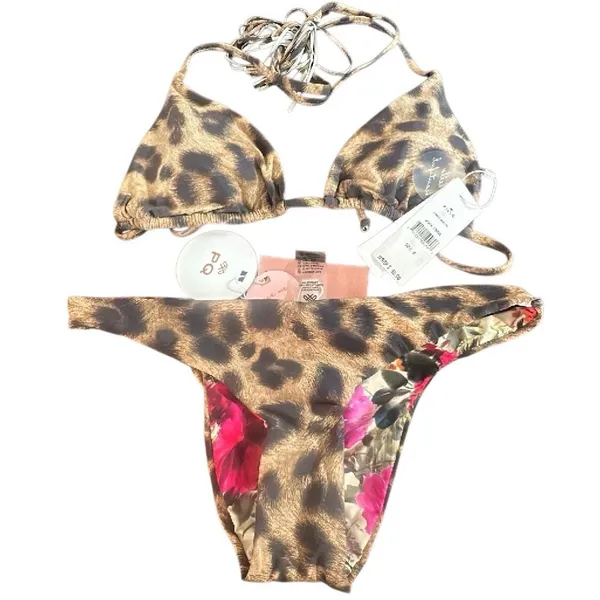 New. PILYQ jungle print bikini. Small. Retails $149 - Image 4