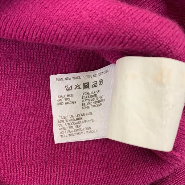Saint James Raspberry Pink 100% Wool V Neck Sweater Size 6 - Image 10