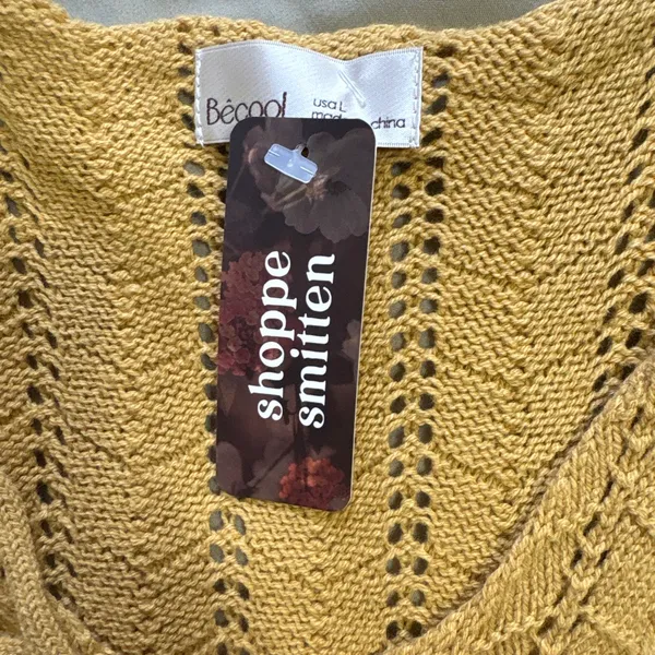 Be cool Yellow Knit Tie Front Vest - Image 3