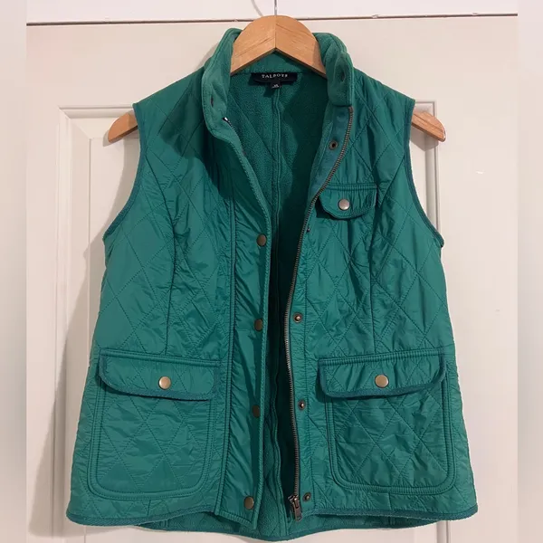 Talbots Green‎ Hunting Vest Fall Diamond Quilted Quilt Vest Fleece Lined - Image 2