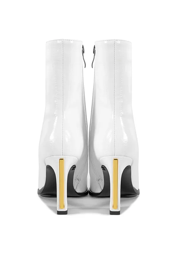 Women's Snakeskin Print Ankle Boots, High Heel Pointed Toe Block Heel Side Zipper Dressy Boots, Eel Pattern Faux Leather Boot for Offic - Image 4