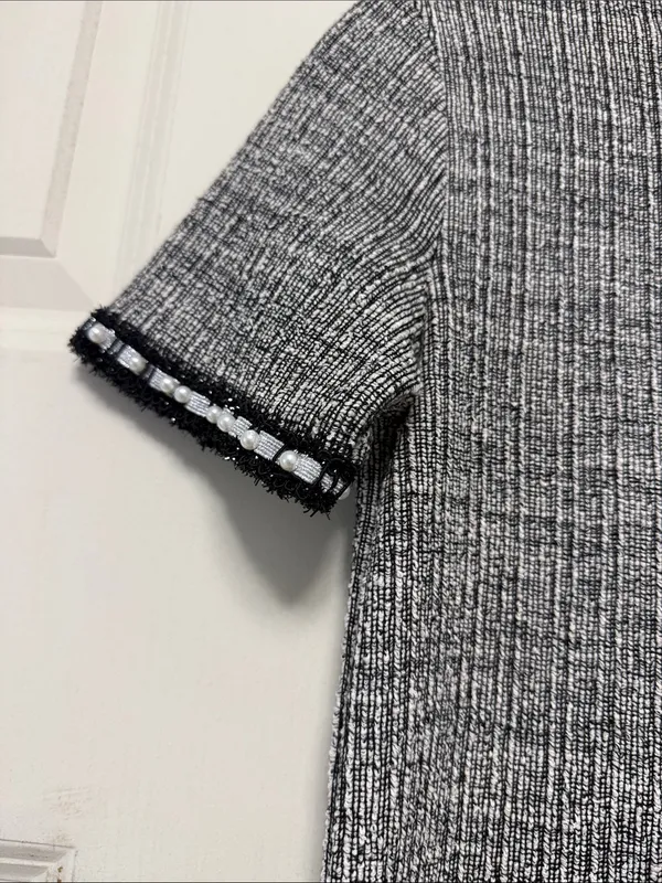 Zara Gray and Black Tweed-Effect Mini Dress - Image 4