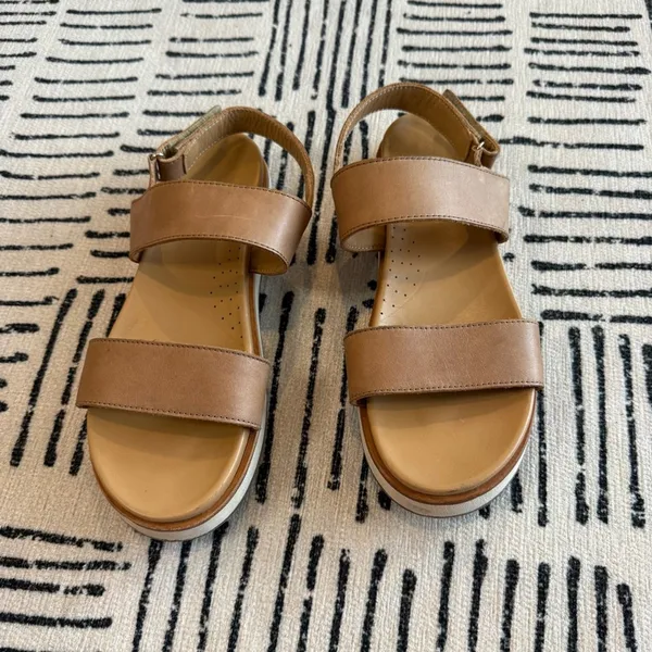 Nisolo Go-To Flatform Leather Platform Sandals Almond 7.5 - Image 3