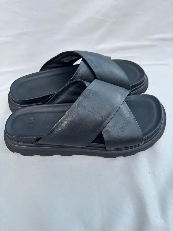 UGG Women's Capitelle Crossband Leather Platform Slides Sandals Size 8 - Image 2