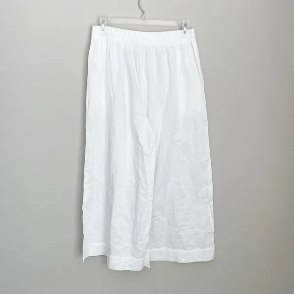 Athleta Size S White Cotton Dreams Culotte Wife Leg Cropped Crop Pants - Image 3