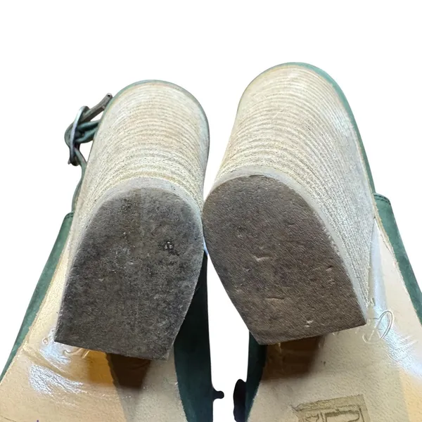 Peter Nappi Shoes Womens Size 7.5 Green Leather Slingback Sandals Block‎ Heel - Image 10