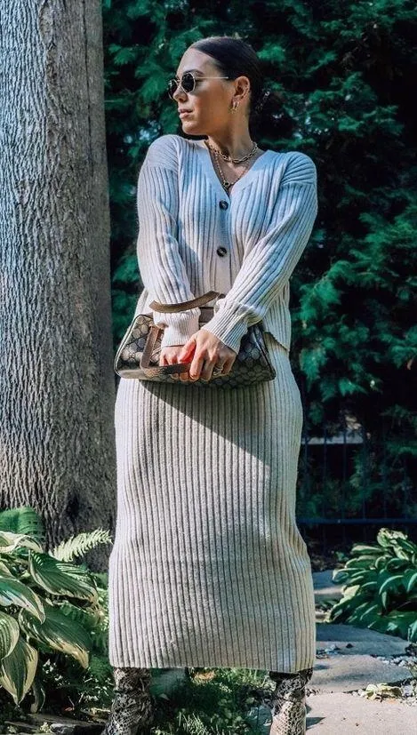 Current Air Trend Savvy Midi Ribbed Knit Cardigan and Skirt Set - Image 11