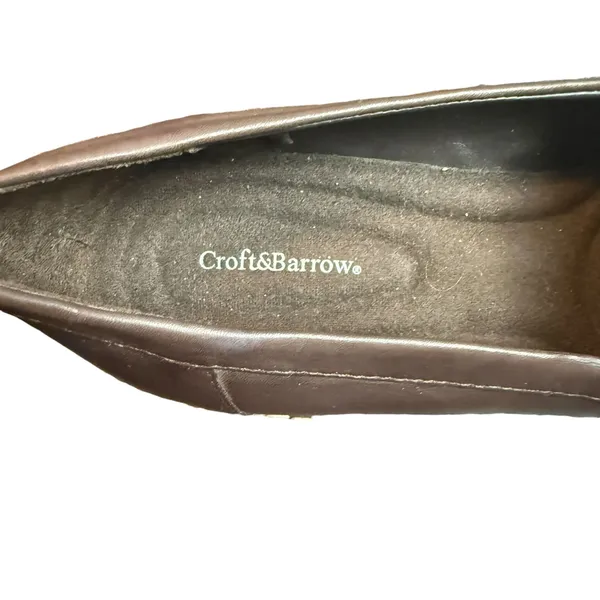 Croft & Barrow Chantal Brown Leather Block Heel Loafers Size 8 Med - Image 7
