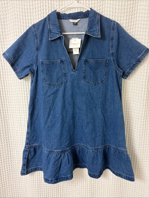 American Eagle Outfitters Denim Collar Mini Dress - Image 5