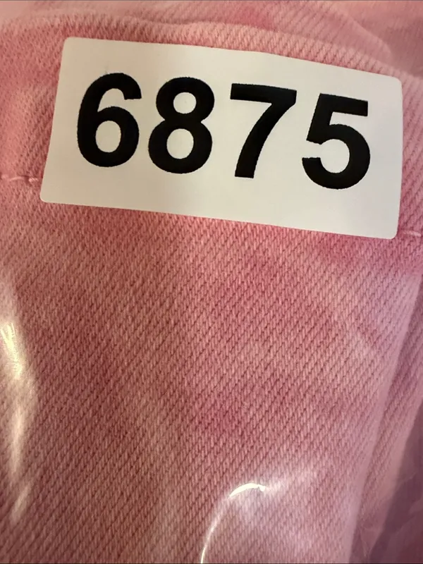English Factory Knit Woven Mixed Dress Pink Women’s size Medium Puff Sleeve - Image 9