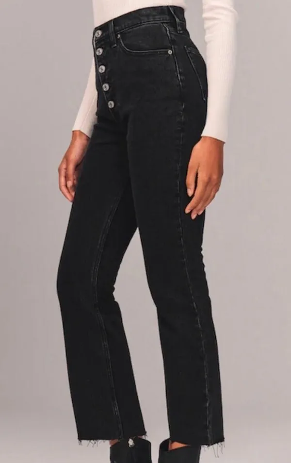 Abercrombie The Kick Flare Ultra High Rise Jeans - Black - Image 2