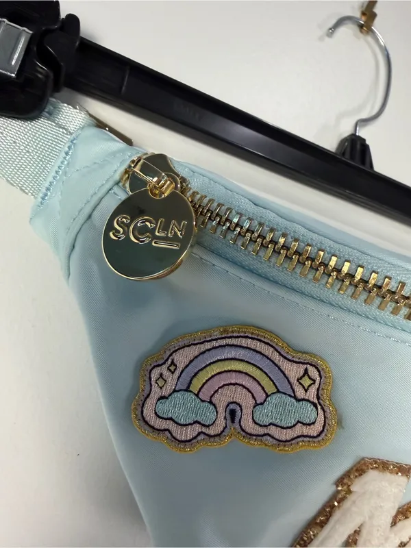 Stoney Clover Lane Fanny Pack MIL Rainbow Stars Light Blue Aqua Belt Bag - Image 3